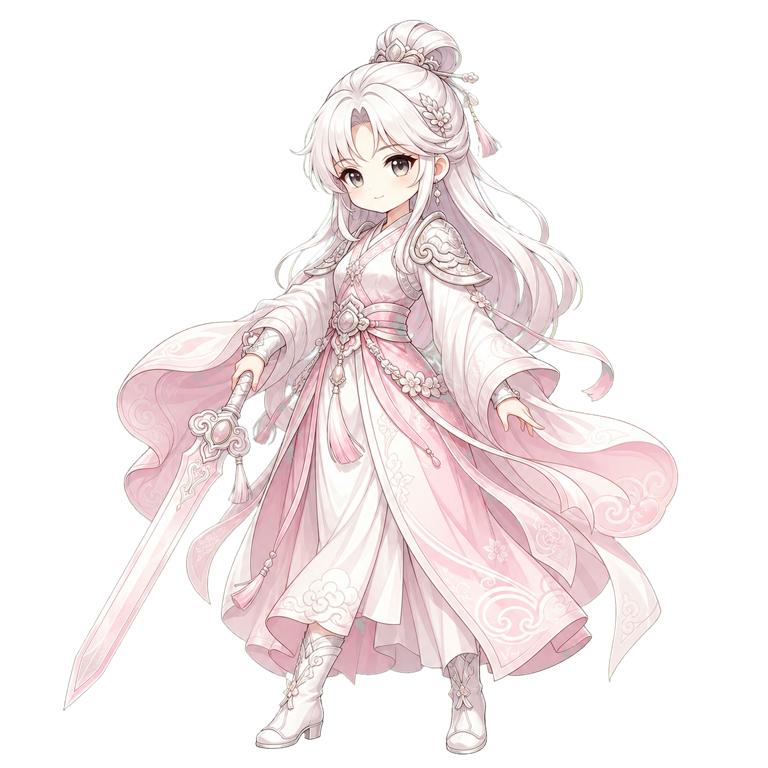 粉白衣银发女弟子
